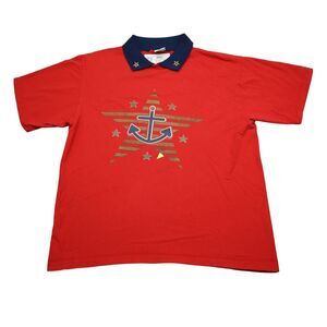 Gopher Sport Shirt Mens L Red Graphic Print Short Sleeve Collared Pullover Top